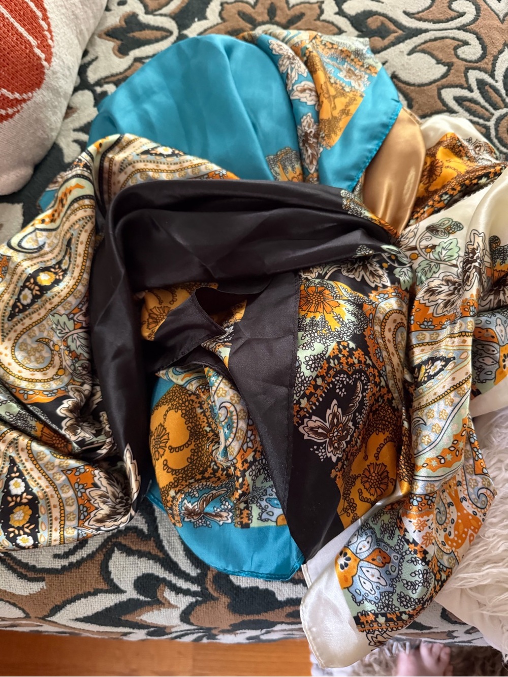 Silk Paisley-Print Scarves